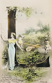 Photomontage: kitsch / souvenir, postcard, initials, photomontage