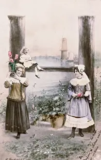 Photomontage: kitsch / souvenir, postcard, initials, photomontage