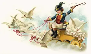 Postillion: kitsch / souvenir, postillion flying with carrier