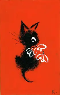 Wormell: Kitten with Mistletoe