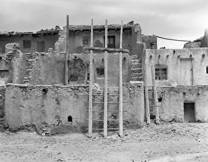 Kiva: Kiva Ladder and Adobe Building Architecture Acoma