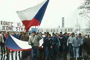 Kladno: Kladno - factory workers - strike - flag