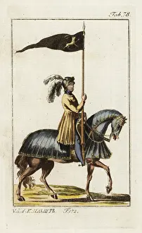 Robert Spallart: Knight in armor on horseback with his standard