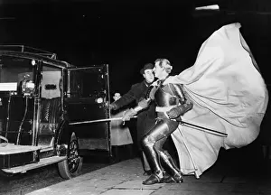 Capes: Knight with billowing cape approaching car