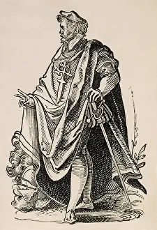 Xylography: Knight of the Order of Santiago. Illustration on