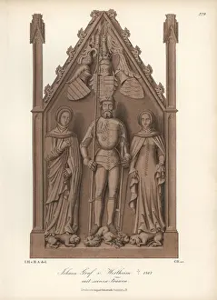Iilustration: Knight in suit of armor with his wives from