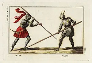 Robert Spallart: Two knights in armor fighting a duel with lances