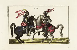 Tourney: Two knights in armor fighting a duel with nooses