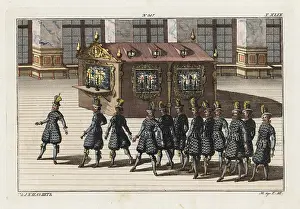 Collignon: Twelve knights dancing in front of a candle-lit