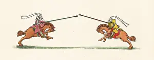 Strutt: Knights jousting, 14th century