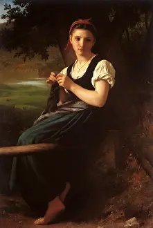 Thoughtful: The Knitting Girl, by Bouguereau