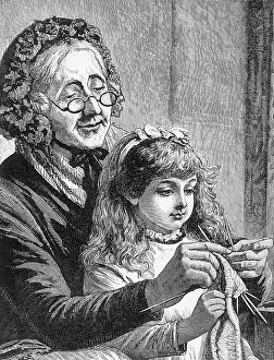 Grannie: A KNITTING LESSON 1886