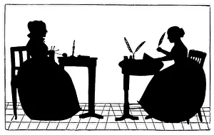 Quills: Knitting and writing, 1843