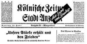 Grohe: Koelnische Zeitung, Our Strength keeps us the Peace, speeh