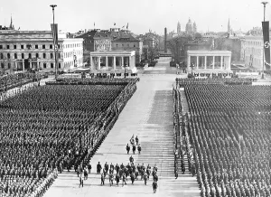 Fore: Koenigsplatz in Munich during the celebration of the 9th of