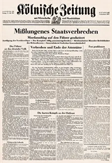 Jodl: Kolnischer Zeitung Assassination attempt on Adolf Hitler