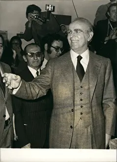 Caramanlis: Konstantinos Karamanlis after casting vote in elections, Gre