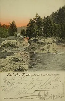 Ledermann: Korinsky cross next to the Traunfall in Gmunden. About