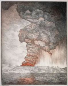 Krakatoa: Krakatoa - volcano during the early stages of the eruption