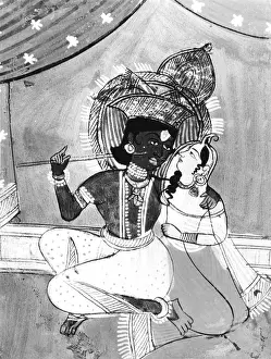 Radha: Krishna, Indian deity, half length, with the