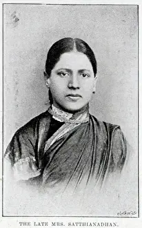 Sari: Krupabai Satthianadhan, author, studio portrait in sari