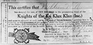 Intimidation: Ku Klux Klan certificate of membership made ?