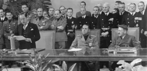 Tripartite: Kurusu, Ciano and Hitler at the reading of the Tripartit