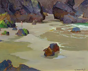 Kynance: Kynance Cove ' beach two figures