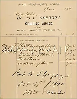 Receipts: L. GREGORY, SWEEP, BILL