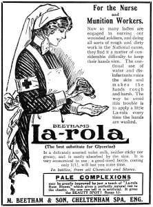 Moisturiser: La-rola cream advertisement, WW1