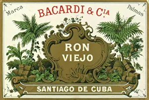 Retrograph: Label design for Bacardi Rum from Cuba