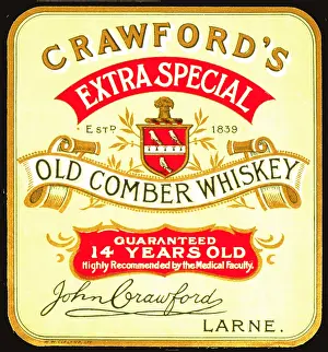 Retrograph: Label design for Crawford's Old Comber Whiskey