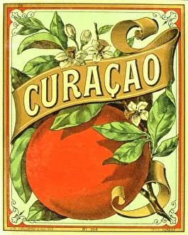 Cocktail: Label design for Curacao liqueur