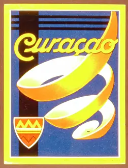 Cocktail: Label design for Curacao liqueur