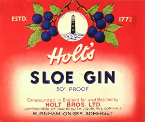 Retrograph: Label design for Holt's Sloe Gin