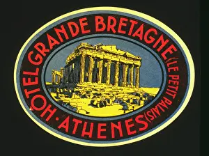 Parthenon: Label design for Hotel Grande Bretagne, Athens, Greece