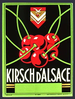 Liqueur: Label design for Kirsch d'Alsace
