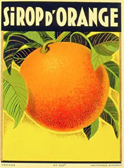 Juice: Label design for orange syrup or juice
