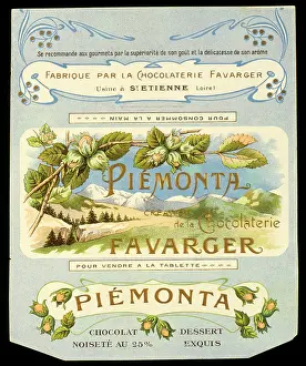 Piedmont: Label design, Piemonta Favarger nut chocolate