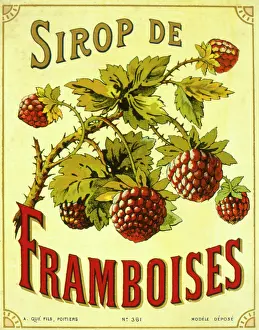 Juice: Label design for raspberry syrup or juice