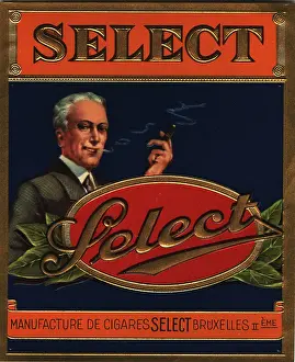 Cigars: Label design, Select, Belgian cigar box