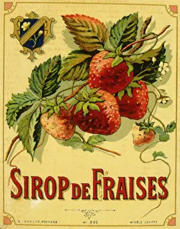Juice: Label design for strawberry syrup or juice