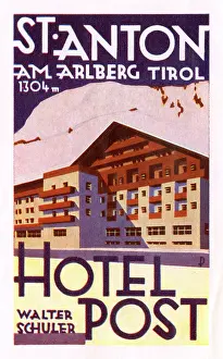 Arlberg: Label, Hotel Post, St Anton am Arlberg, Tyrol, Austria