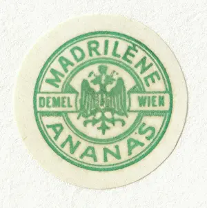 Confectioneries: Label > Madrilene pineapple < from Demel Vienna