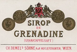 Sirop: Label > Sirop de Grenadine < of Demel
