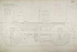 Crampton: Lablache, constructed drawing of a locomotive