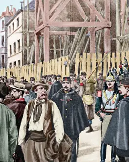 Labourer: Labor movement. Strike in Paris protected by the army. 19th