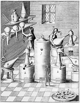 Shelf: Laboratory for refining gold and silver, showing