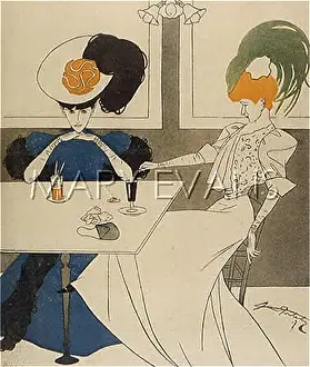 Attired: TWO LADIES IN CAFE 1907
