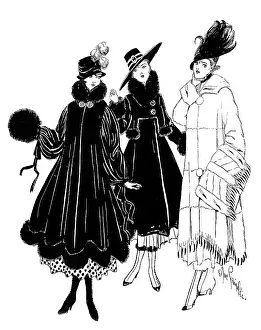 Voluminous: Three ladies coats, 1915